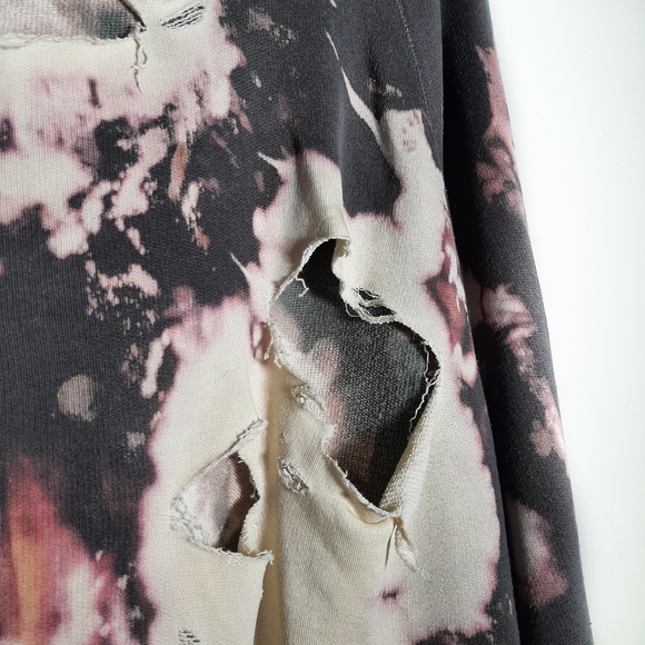 MAJESTIC FILATURES Acid Wash Crop Hoodie 90s Punk - Picture 2 of 5